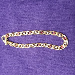 Vintage goldtone faux rubie and diamond bracelet